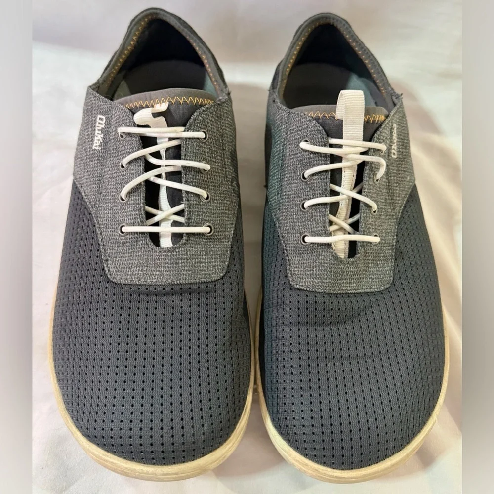 Olukai Nohea Moku Black Gray Mesh Mens Sz 9 Slip on Casual Shoes Beach Boat